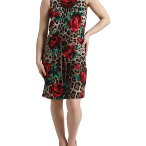 Dolce & Gabbana Elegant Leopard Floral A-Line Dress