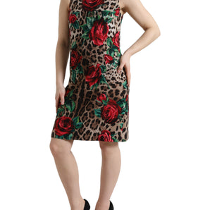 Dolce & Gabbana Elegant Leopard Floral A-Line Dress