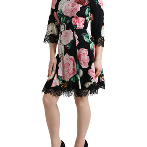 Dolce &amp; Gabbana Enchanting Floral A-Line Dress with Sequined Detail