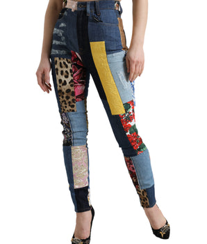 Dolce &amp; Gabbana Vaqueros pitillo con patchwork vibrante