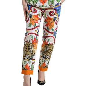 Dolce &amp; Gabbana Pantalones cónicos de algodón con estampado de mayólica