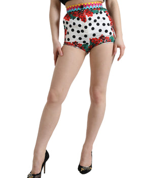 Dolce &amp; Gabbana Hot Pants de cintura alta de seda multicolor