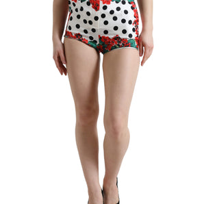 Dolce &amp; Gabbana Hot Pants de cintura alta de seda multicolor