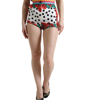 Dolce &amp; Gabbana Hot Pants de cintura alta de seda multicolor