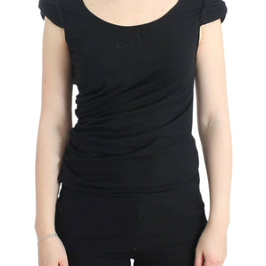 Cavalli Elegant Cap Sleeve Black Top