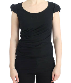 Cavalli Elegant Cap Sleeve Black Top Cavalli 