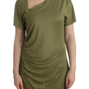 Cavalli Elegant Green Jersey Blouse with Gold Accents