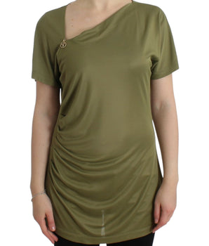 Cavalli Elegant Green Jersey Blouse with Gold Accents Cavalli 