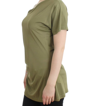 Cavalli Elegant Green Jersey Blouse with Gold Accents Cavalli 