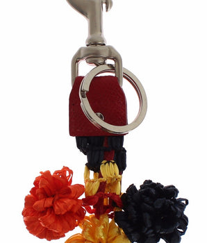 Dolce & Gabbana Multicolor Raffia Leather Clasp Finder Chain Keyring