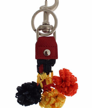 Dolce & Gabbana Multicolor Raffia Leather Clasp Finder Chain Keyring