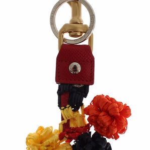 Dolce &amp; Gabbana Chic Multicolor Raffia Leather Keychain