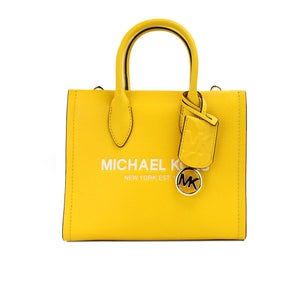 Michael Kors Bolso shopper pequeño Mirella de cuero amarillo jazmín con cremallera superior