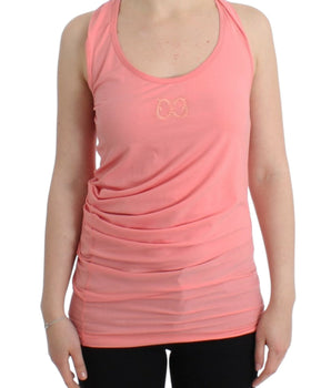 Cavalli Chic Pink Cotton Blend Tank Top Cavalli 