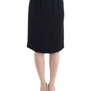 Cavalli Elegant Black Wool Pencil Skirt