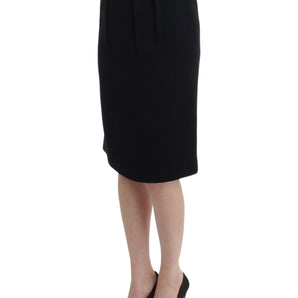 Cavalli Elegant Black Wool Pencil Skirt