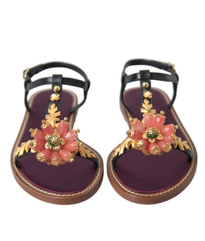Dolce &amp; Gabbana Elegantes sandalias planas adornadas con cristales