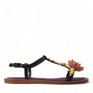 Dolce &amp; Gabbana Elegantes sandalias planas adornadas con cristales