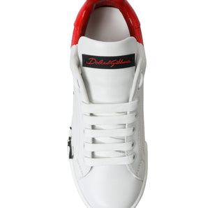 Dolce &amp; Gabbana Elegant White Leather Portofino Sneakers