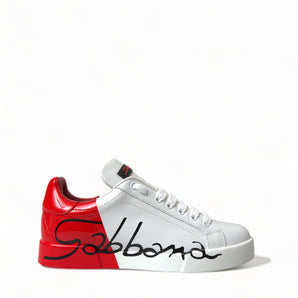 Dolce &amp; Gabbana Elegantes zapatillas Portofino de cuero blanco