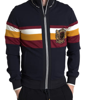 Dolce &amp; Gabbana Elegante cárdigan azul a rayas con cremallera