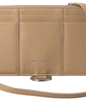 Dolce & Gabbana Beige Leather Shoulder Cardholder Shoulder Strap Wallet
