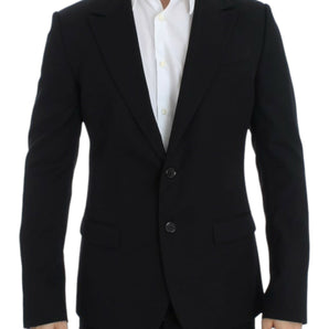 Dolce &amp; Gabbana Elegante blazer de lana negro de corte slim