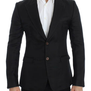 Dolce &amp; Gabbana Elegante blazer de dos botones en mezcla de seda negra