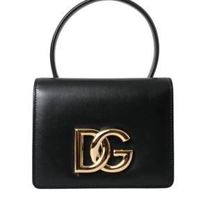 Dolce & Gabbana Elegant Black Leather Belt Bag with Gold Accents