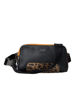 Dolce & Gabbana Black Exotic Leather Logo Belt Waist Fanny Pack Bag