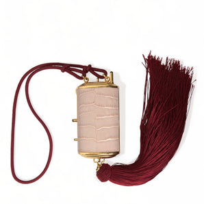 Dolce & Gabbana Exotic Pink Leather Mini Mirror Bag with Tassel