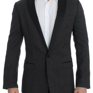 Dolce &amp; Gabbana Elegant Black Polka Dotted Slim Fit Blazer