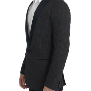 Dolce &amp; Gabbana Elegant Black Polka Dotted Slim Fit Blazer