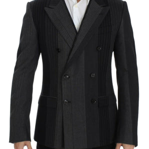 Dolce &amp; Gabbana Elegante blazer ajustado de lana a rayas grises