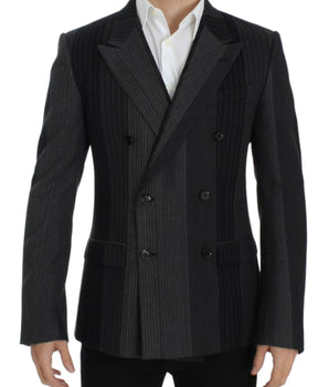 Dolce & Gabbana Elegant Gray Striped Wool Slim Blazer Dolce & Gabbana 
