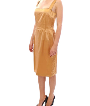 Dolce & Gabbana Elegant Bronze Silk Knee-Length Sheath Dress Dolce & Gabbana 