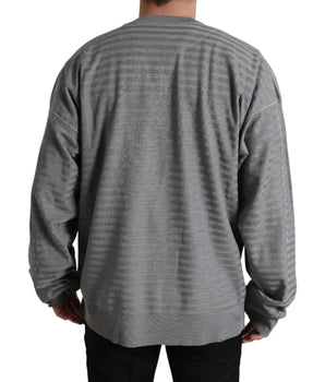 Dolce & Gabbana Gray Crewneck Pullover Silk Top Sweater