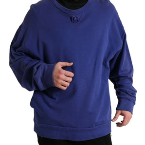 Dolce &amp; Gabbana Royal Blue Cotton Crewneck Sweater