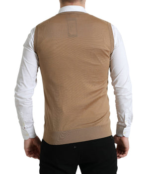 Dolce & Gabbana Brown Wool Sleeveless Pullover Sweater