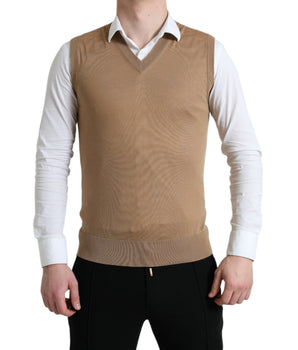 Dolce & Gabbana Brown Wool Sleeveless Pullover Sweater