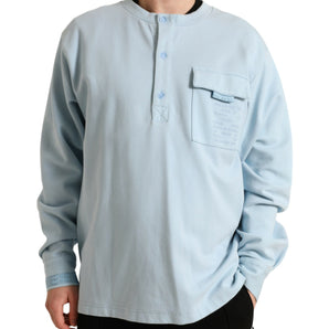 Dolce &amp; Gabbana Elegant Light Blue Cotton Blend Crew Neck Sweater