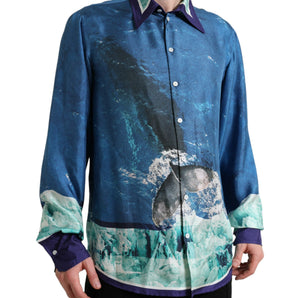 Dolce &amp; Gabbana Elegant Ocean Print Silk Shirt