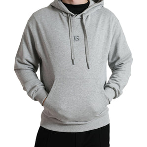 Dolce &amp; Gabbana Chic Gray Logo Hooded Cotton Sweater