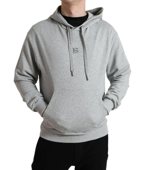 Dolce & Gabbana Gray Cotton Logo Hooded Sweatshirt Sweater