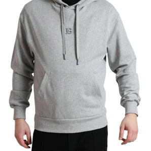 Dolce &amp; Gabbana Chic Gray Logo Hooded Cotton Sweater