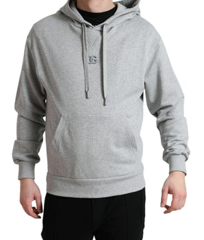 Dolce & Gabbana Gray Cotton Logo Hooded Sweatshirt Sweater