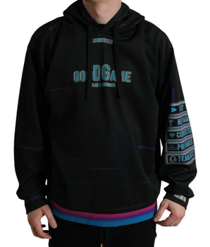 Dolce & Gabbana Black Logo Print Hooded Sweatshirt Sweater