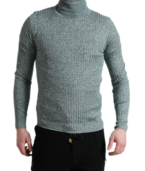 Dolce & Gabbana Green Polyester Turtleneck Pullover Sweater