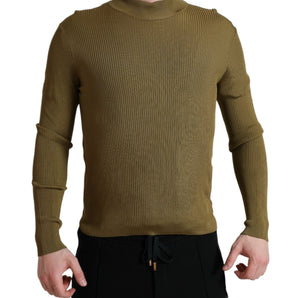 Dolce &amp; Gabbana Army Green Viscose Crew Neck Sweater