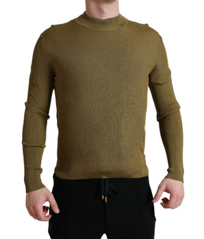 Dolce & Gabbana Army Green Viscose Crewneck Pullover Sweater